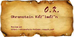 Ohrenstein Kálmán névjegykártya